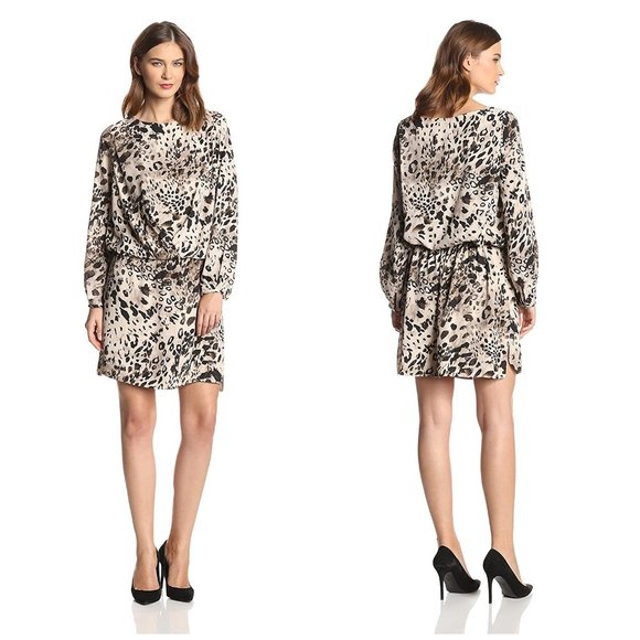 Vince Camuto Longsleeve Animal Fresco Shirt Dress - Picture 8 of 8